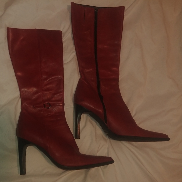 Red Leather Boots - Picture 1 of 3